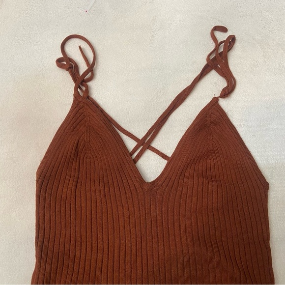 Abercrombie & Fitch Brown Ribbed Bare Sweater Bodysuit 3637 - Picture 3 of 9